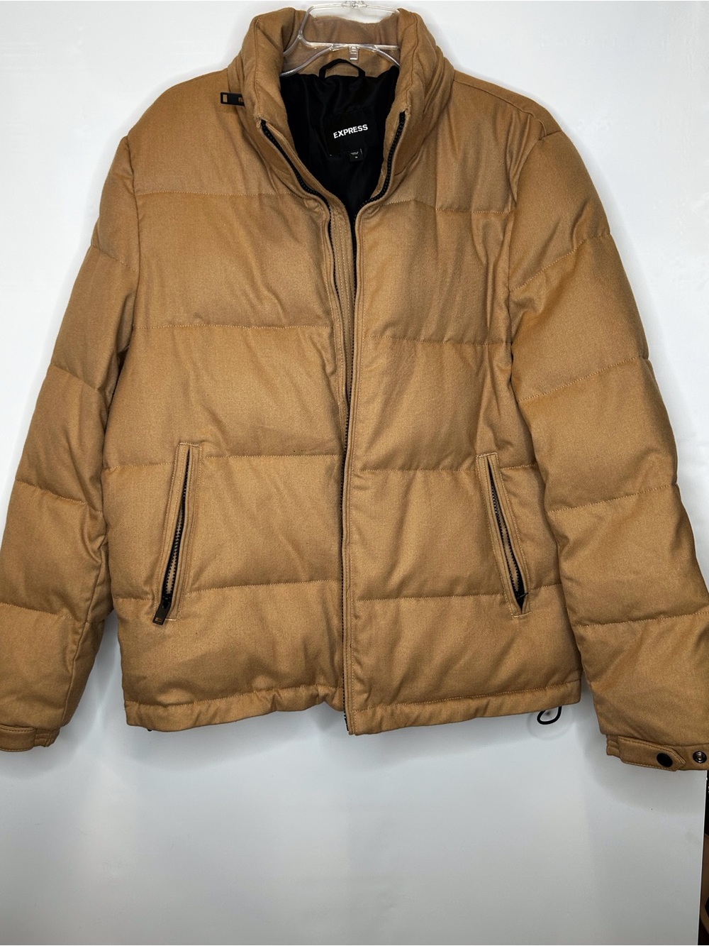 Express Men’s Tan Quilted Puffer Jacket